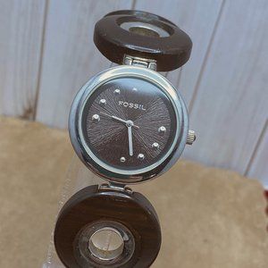 Vintage Fossil F2 Watch ES-1986 Wood Discs Geometric Circles made of Wood